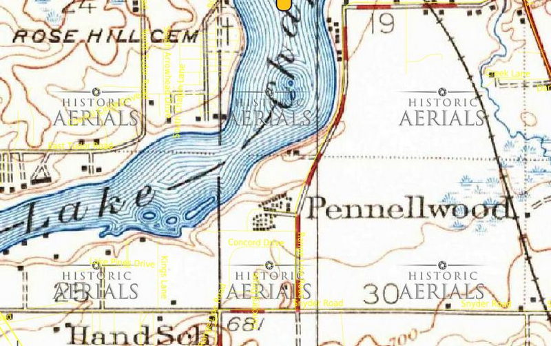 Pennellwood Resort - 1927 Topo Map (newer photo)